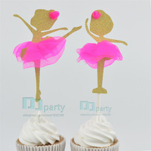 Handmade Lovely Ballerina Ballet Girl Cupcake Toppers Party Picks,grils kids birthday party decorations,Dance party ballet decor 2024 - buy cheap