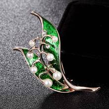 Zlxgirl jewelry Green Enamel pin brooch bouquet Women And Men wedding bridal jewelry imitation pearl hijab pin Enamel pin brooch 2024 - buy cheap