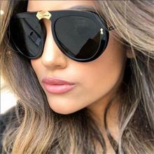 Женские солнцезащитные очки оверсайз, винтажные черные очки унисекс с прозрачными линзами UV400, 2019 2024 - купить недорого