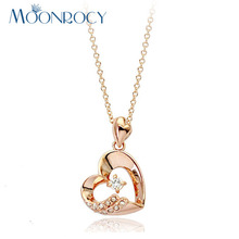 Женское колье с австрийским кристаллом MOONROCY, ожерелье цвета розового золота в форме сердца, Прямая поставка 2024 - купить недорого