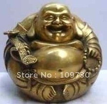 FREE SHIPPING Excellent Tibet Collection Carving cooper laughing Buddha Statues 2024 - buy cheap