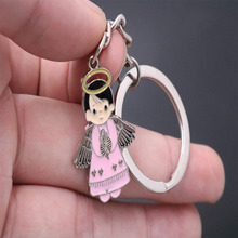 St. Catholic Charm Little Cartoon Angel Keychain Cute Cartoon Style Jesus Chain Accessories Ring Pendant Gift 2024 - buy cheap