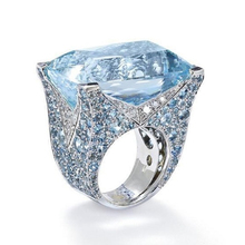 Кольцо женское с синим камнем и кристаллами, Z5X874 2024 - купить недорого