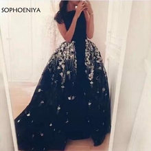 New Arrival Cap sleeve Black evening dresses 2021 Lace Beaded Evening gown Ever pretty Formal dress prom robe de soiree 2024 - buy cheap