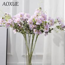 Aoxue elegante flores artificiais em forma de ramo, decoração de flores em seda para casamento em casa ou jardim, adereços de tiro 2024 - compre barato