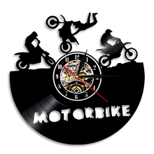 Мотоцикл силуэт светодиодный светильник мотоцикл Виниловая пластинка настенные часы домашний декор настенные часы подарок для мотоциклистов 2024 - купить недорого