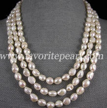 Baroque Freshwater Pearl Necklace , Genuine White Pearl Jewelry 64 Inches 8-8.5mm Long Necklace - Free Shipping 2024 - buy cheap