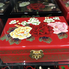 NEW Chinese handmade classic wooden lacquer &  Peony flower 2 layers Jewelry box 2024 - buy cheap