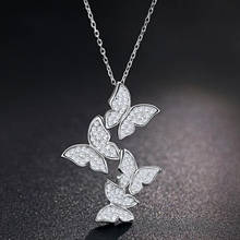 Fashion Rose Gold&Silver Color Multiple Butterfly Pendant Necklace For Women Lucury CZ Zircon Wedding Choker Necklace Jewelry 2024 - buy cheap