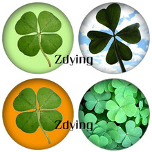 ZDYING-cabujones de cristal redondos de trébol de cuatro hojas, cuentas de demostración de plantas verdes, accesorios para hacer broche DIY, llavero YZ002, 5 uds. 2024 - compra barato