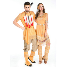 High Quality Hot Indian Costume Womens men Pocahontas Adult Fancy Dress Cosplay Costume Halloween Costume 2024 - buy cheap