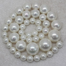 Ожерелье из белого жемчуга 8-16 мм, постепенное круглое ожерелье из ракушек, незакрепленные бусины, нить 15 дюймов 2024 - купить недорого