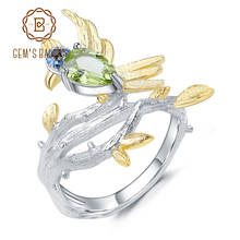 Женское кольцо gemb's BALLET, из стерлингового серебра 925 пробы, 0,78 карат, Натуральный Зеленый Перидот, кольцо ручной работы с птицами на ветках 2024 - купить недорого
