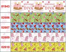 16mm-75mm Happy Birthday Cake Sweet Candy Gifts Printed Grosgrain/Foe Ribbon DIY Hair Bowknots Party Decor 50yards/roll 2024 - buy cheap