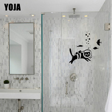 YOJA 28x27.5CM Kitten Diving Fun Bathroom Decal Home Decor Wall Sticker G2-0229 2024 - buy cheap