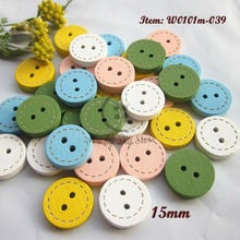 200pcs 15mm fresh ocean winds colorful dashed wood buttons for scrapbooking diy sewing craft decorative accessories wholesale 2024 - buy cheap