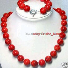 Wholesale  ^^^^Attractive , 12mm Red coral beads necklace 18'' bracelet 7.5'' set 2024 - buy cheap