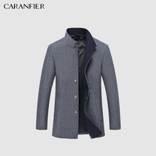 CARANFIER-gabardina de lana de alta calidad para hombre, chaqueta a la moda con un solo pecho, rompevientos mandarín, abrigo de invierno 2024 - compra barato