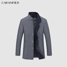 CARANFIER Winter Men's Fashion Hight Quality Wool Jackets Trench Coat Men Single Breasted Mandarin Windbreaker Woolen overcoat 2024 - buy cheap