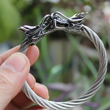 Pulseira de aço inoxidável 316l de titânio, pulseira punk, braceletes de dragão viking, pulseira masculina, pulseira de presente de natal 2024 - compre barato