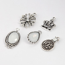 Antique Silver Metal Oval Drop Rhinestones Crown Floating Charms For Jewelry Making Diy Handmade Necklaces Pendants Accessories 2024 - buy cheap