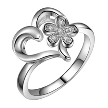 Кольцо посеребренное с сердечком и цветком, модное Ювелирное кольцо, UBCOVJSW ZTNONJMZ 2024 - купить недорого