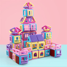Bloco rosa macaron magnético de construção, conjunto de blocos de construção, brinquedo de plástico magnético, presente educacional 2024 - compre barato