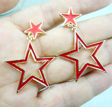 Hot Trendy Simple Design alloy red Pentagram women's Dangle Earrings For Women Jewelry Gift earrings Free shipping Y24 2024 - buy cheap