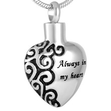 MJD2472	Always in My Heart Cremation Jewelry Heart Shape Urn Locket Pendant Memorial Necklace with Fill Kit (sliver) 2024 - buy cheap