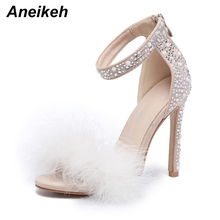 Aneikeh-Sandalias aterciopeladas estilo gladiador para mujer, zapatos de Tacones con cremallera fino y dulce, calzado de diario, color albaricoque, color liso, talla 42, 2021 2024 - compra barato