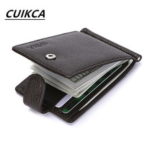 CUIKCA RFID Wallet Genuine Leather Men Wallet Carteira Cowhide Money Clip HASP Short Slim Wallet Business ID Credit Card Cases 2024 - buy cheap