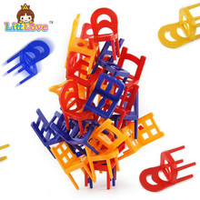 LittLove New 18Pcs Plastic Balance Toy Stacking Chairs For Kids Desk Play Game Toys Parent Child Interactive Party Game Toys 2024 - buy cheap