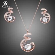 AZORA Unique Design Rose Gold Color Stellux Austrian Crystal Necklace and Earrings Jewelry Set TG0058 2024 - buy cheap