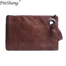 PinShang Simple Handbag Retro Clutch Bag Fashion Large Capacity Women Leather Handbag Zipper Envelope Package Bags Women ZK50 2024 - buy cheap