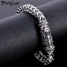 Dropship Punk Rock Skull Bracelet Men Best Friends Biker Jewelry Gothic Stainless Steel Men's Chain Bracelets Armband Massive 2024 - buy cheap