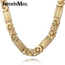 Trendsmax 11mm Mens Chain Necklace Gold-color Byzantine Link Stainless Steel Necklace KN272 2024 - buy cheap