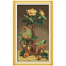 Gold Roses Patterns Counted Cross Stitch 11CT 14CT Cross Stitch Set  Flower Cross-stitch Kit Embroidery Needlework-9 2024 - buy cheap