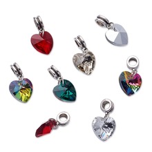 Colgante Vintage de corazón de cristal con agujero grande para pulsera, collar, joyería, bricolaje, 50 unidades, 25mm 2024 - compra barato