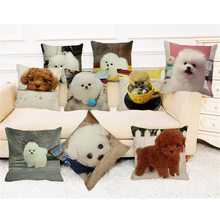 XUNYU Cushion Cover 45x45cm Cute Little Tea Cup Dog Pillow Cover  Home Decoration Pillowcase Sofa Housse De Coussin A0094 2024 - buy cheap