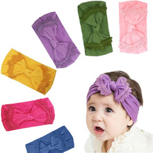 Cute Baby Girl Kid Big Bow Hairband Headband Solid Cotton Stretch Turban Knot Head Wrap Headwear Girls  Lace Headband 0-6Years 2024 - buy cheap