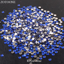 Zotoone resina plana volta unhas de cristal azul real strass apliques não hotfix pedras e cristais para a decoração de roupas e 2024 - compre barato