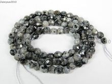 Natural Larvikite Labradorite Gems Stones 4mm Faceted Round Spacer Loose Beads 15'' Strand for Jewelry Making 5 Strands/Pack 2024 - buy cheap