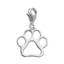 Hot hollow metal dog paw print metal charm clip on lobster for DIY pet jewelry bracelet & keychain 2024 - buy cheap