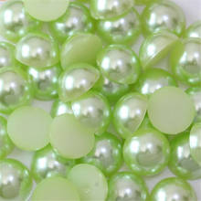 Size 1.5mm-14mm Lt Green Color Half Round Flatback Pearl Bead Loose DIY ABS Plastic Imitation Half Pearl Nail Arts Decoration 2024 - buy cheap
