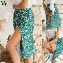 Womail Skirts Womens High Waist Split Midi Skirts Button Green Leopard Dot Print Summer Skirt Sexy High Fashion Boho Skirt M523 2024 - buy cheap