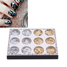 12PCS/ Box Mixed Sequin For Nail Art Decorations Diy Design Crystal Nail Glass Nail Art Gold And Silver Foil Tin Foil 2024 - buy cheap