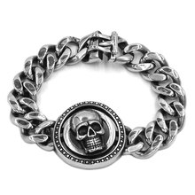 Fashion Skull Biker Bracelet Stainless Steel Titanium Jewelry Punk Cool Skull Motorcycle Biker Mens Boys Bracelet SJB0350A 2024 - buy cheap