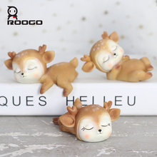 Roogo-adornos creativos de ciervo para el hogar, figuritas en miniatura de resina para coche, decoración de habitación de niños 2024 - compra barato