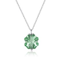 Romantic 925 Sterling Silver Necklace Women Crystals Green Snowflake Pendant for Lady Party Necklace Fine Jewerly 2024 - buy cheap
