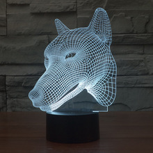 Семицветная светодиодная декоративная 3D лампа настольная креативная лампа для головы собаки креативные моделирующие настольные лампы для гостиной 2024 - купить недорого